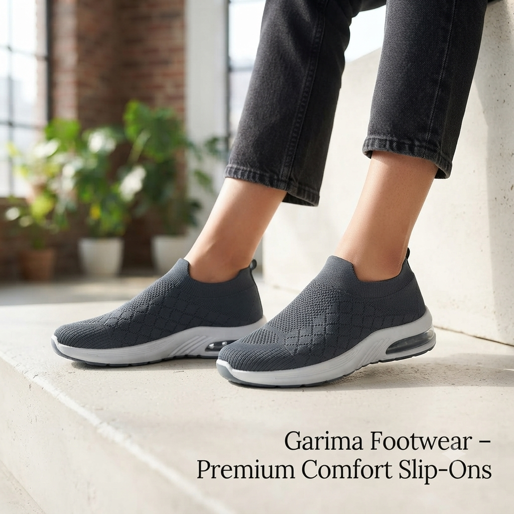 Garima A5 Women's Dark Grey Slip-On Knit Casual Sneakers
