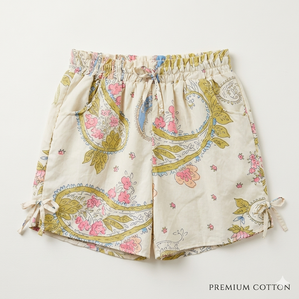 Bohemian Paisley Premium Cotton Lounge Shorts