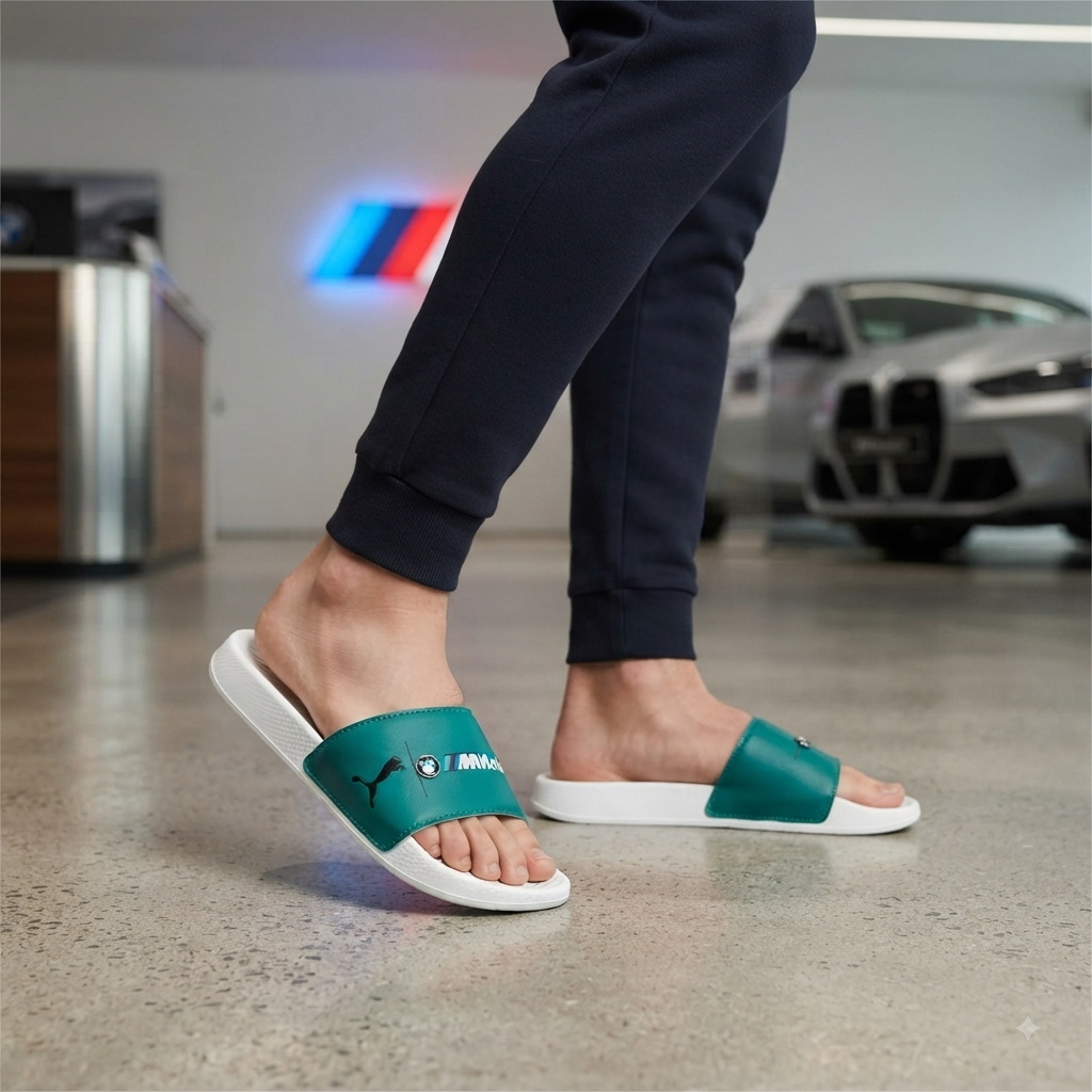 Men’s Premium Aqua Blue Comfort Sliders – Stylish Slip-On Sandals with Textured Anti-Slip Sole