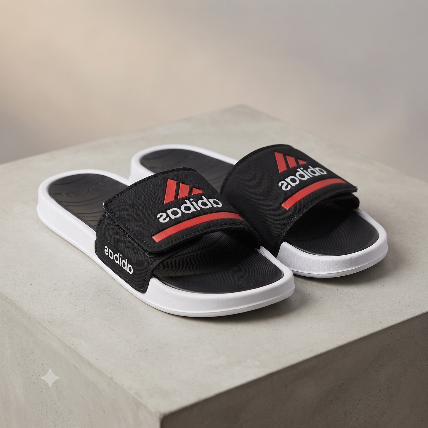 Men’s Premium Black & Red Casual Sliders | Sporty Comfort Slip-On Sandals