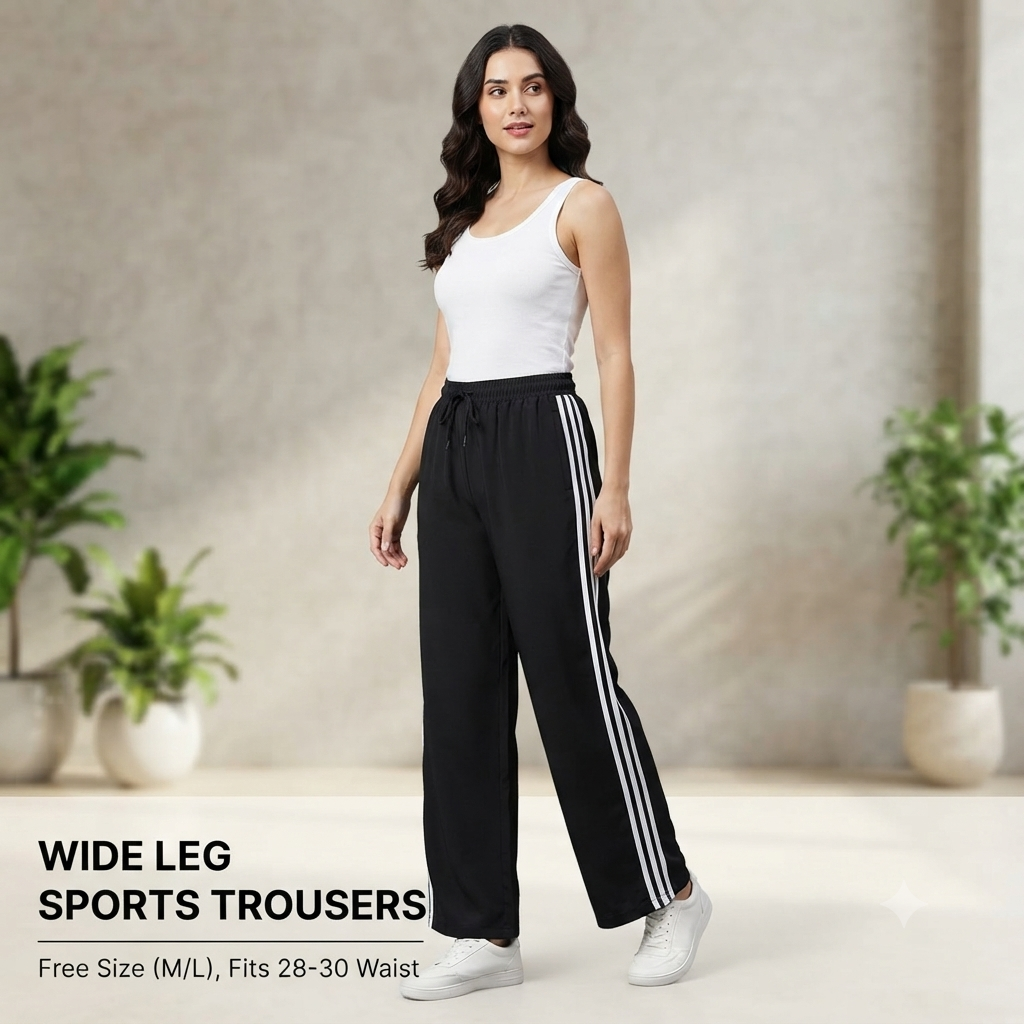 Ultra-Comfort Wide-Leg Lounge Pants with Classic Side Taping