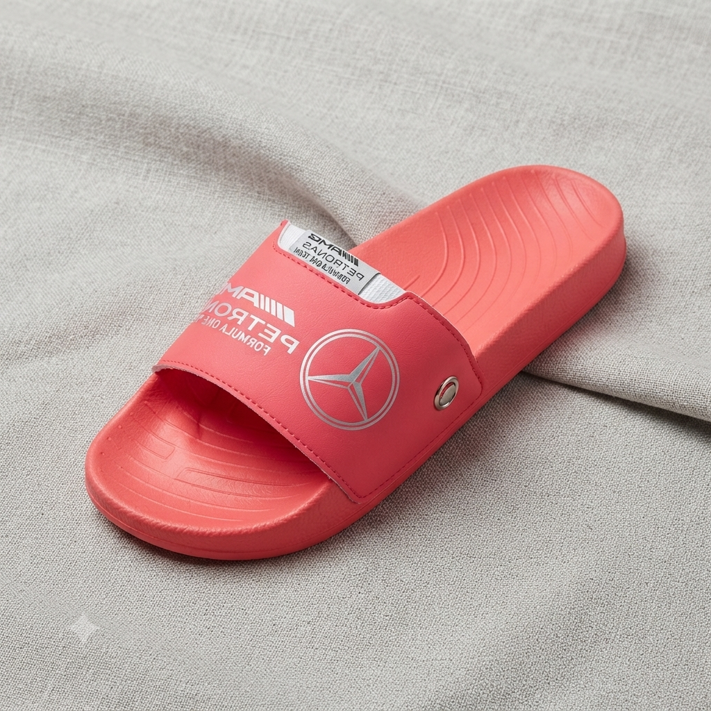 Premium Red Motorsport Formula One Style Men’s Sliders | Cushioned Casual Slip-On Sandals