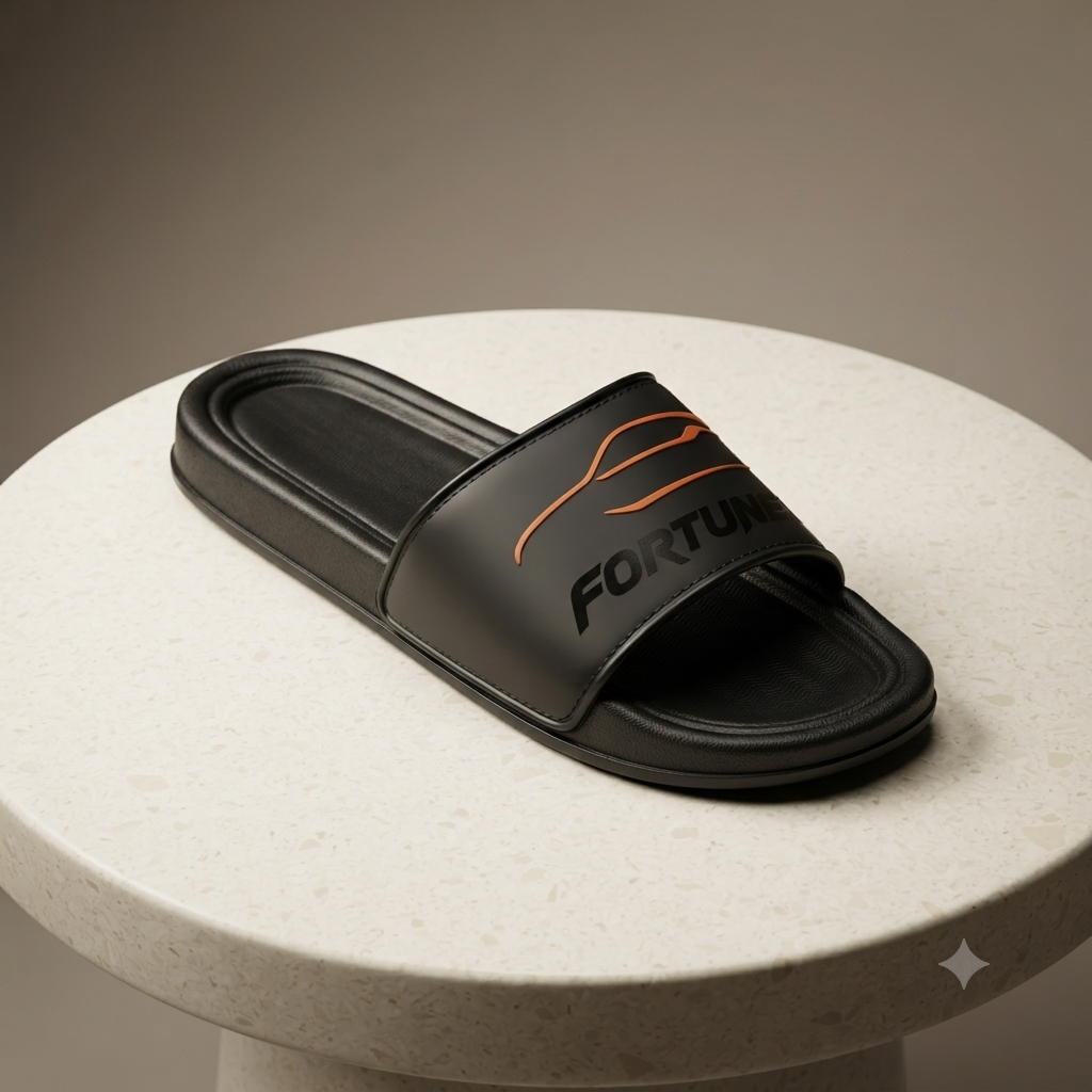 UrbanFlex Premium Black Comfort Slides with Sporty Orange Accent For Men and Women