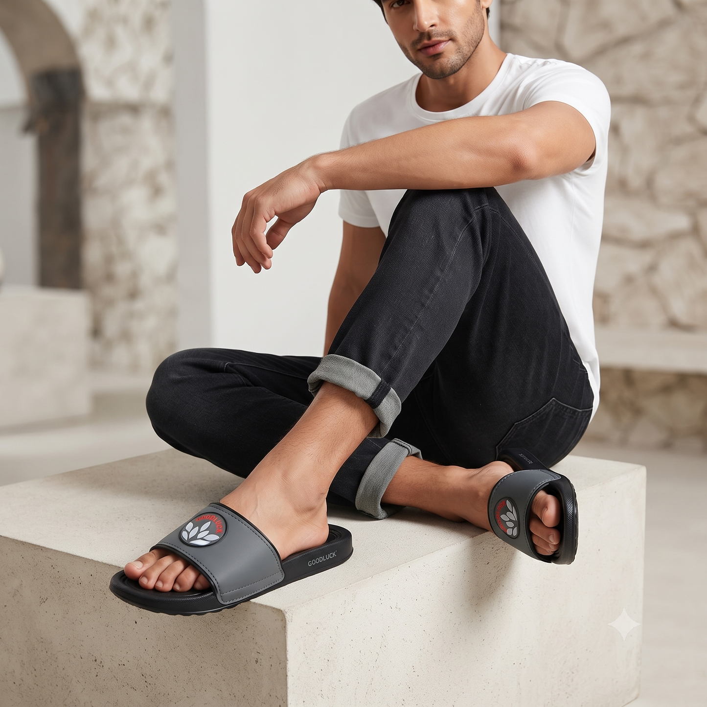 UrbanStride Classic Black Comfort Slides – Stylish Casual Slippers for Men & Women