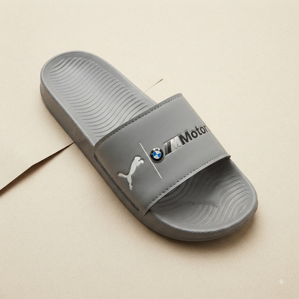 Premium Grey Cushioned Slide Slippers for Men And Women – Stylish Casual Comfort Sandals