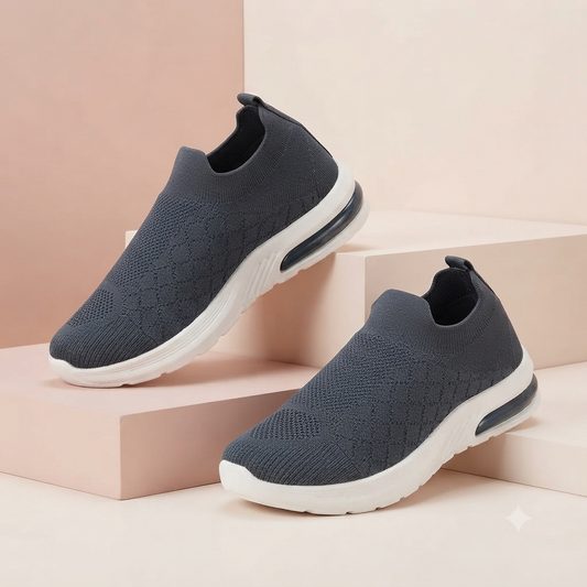 Garima A5 Women's Dark Grey Slip-On Knit Casual Sneakers