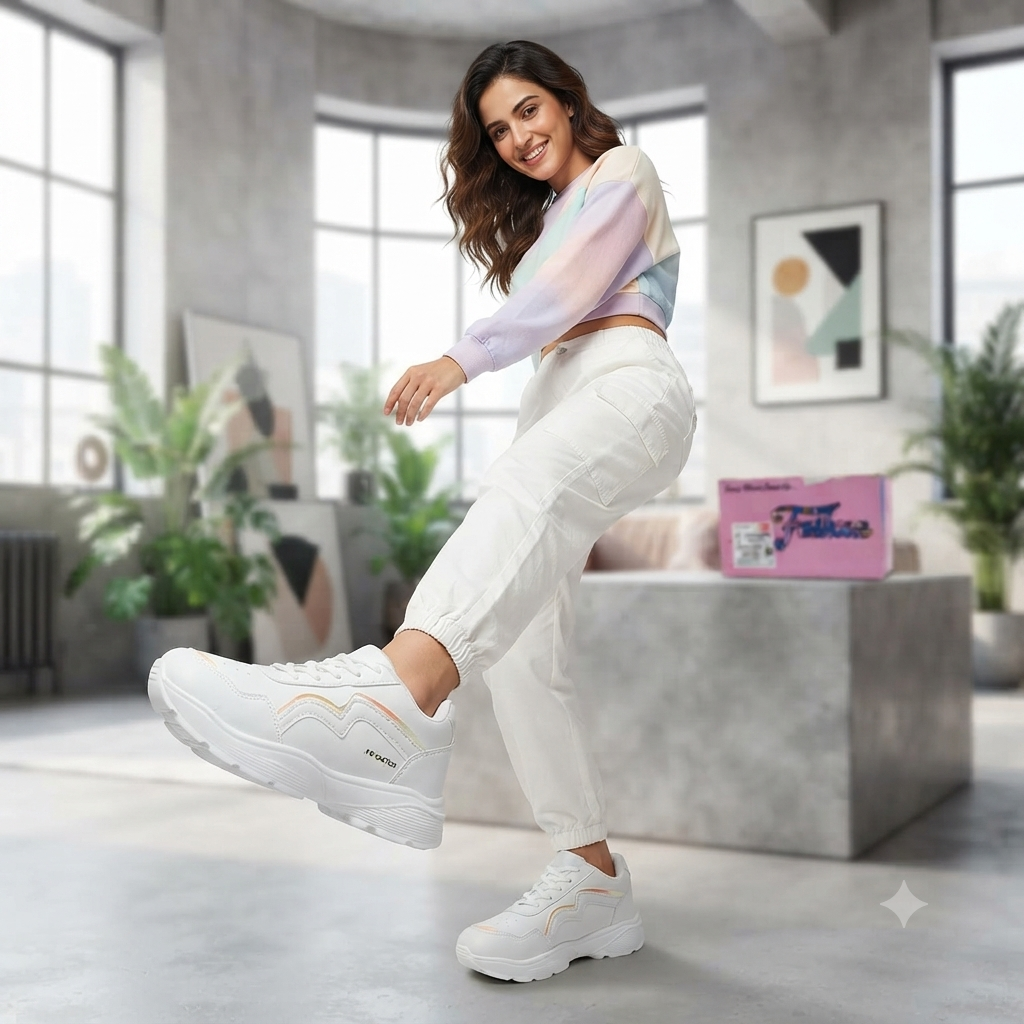 Women’s All-Day Comfort White Casual Sneakers