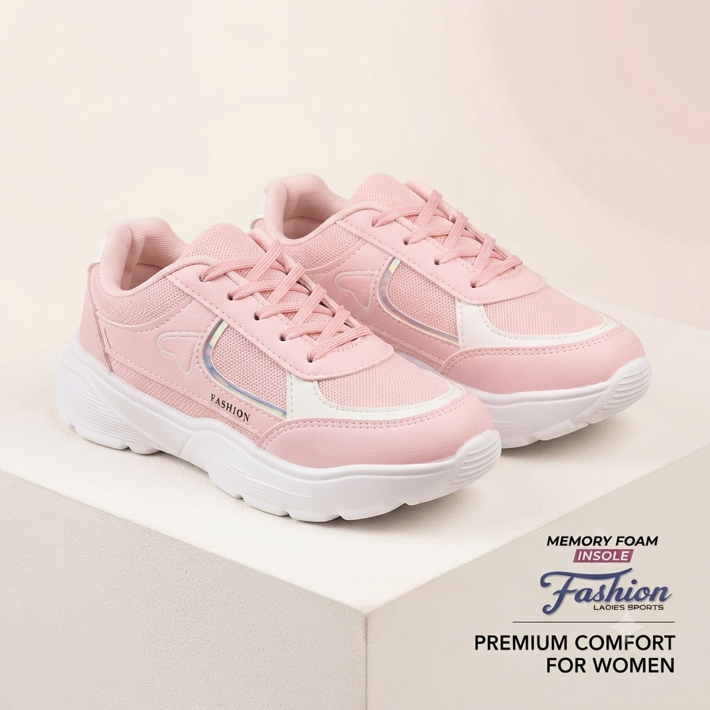 Fashion-Forward Everyday Comfort Sneakers - Soft Pink Edition