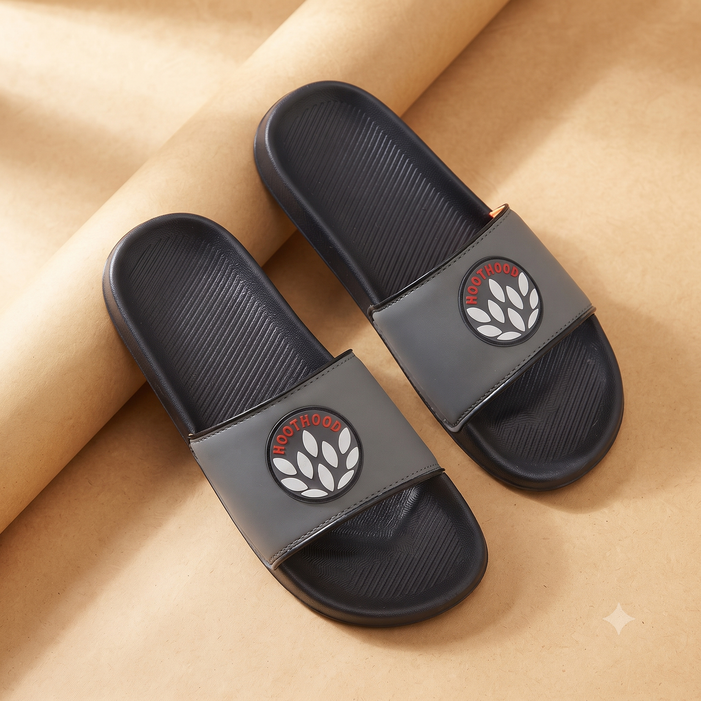 UrbanStride Classic Black Comfort Slides – Stylish Casual Slippers for Men & Women