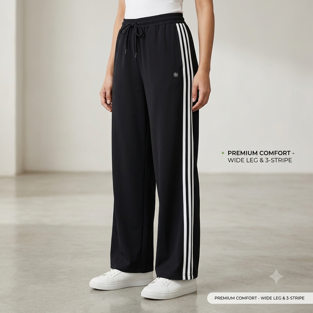 Ultra-Comfort Wide-Leg Lounge Pants with Classic Side Taping