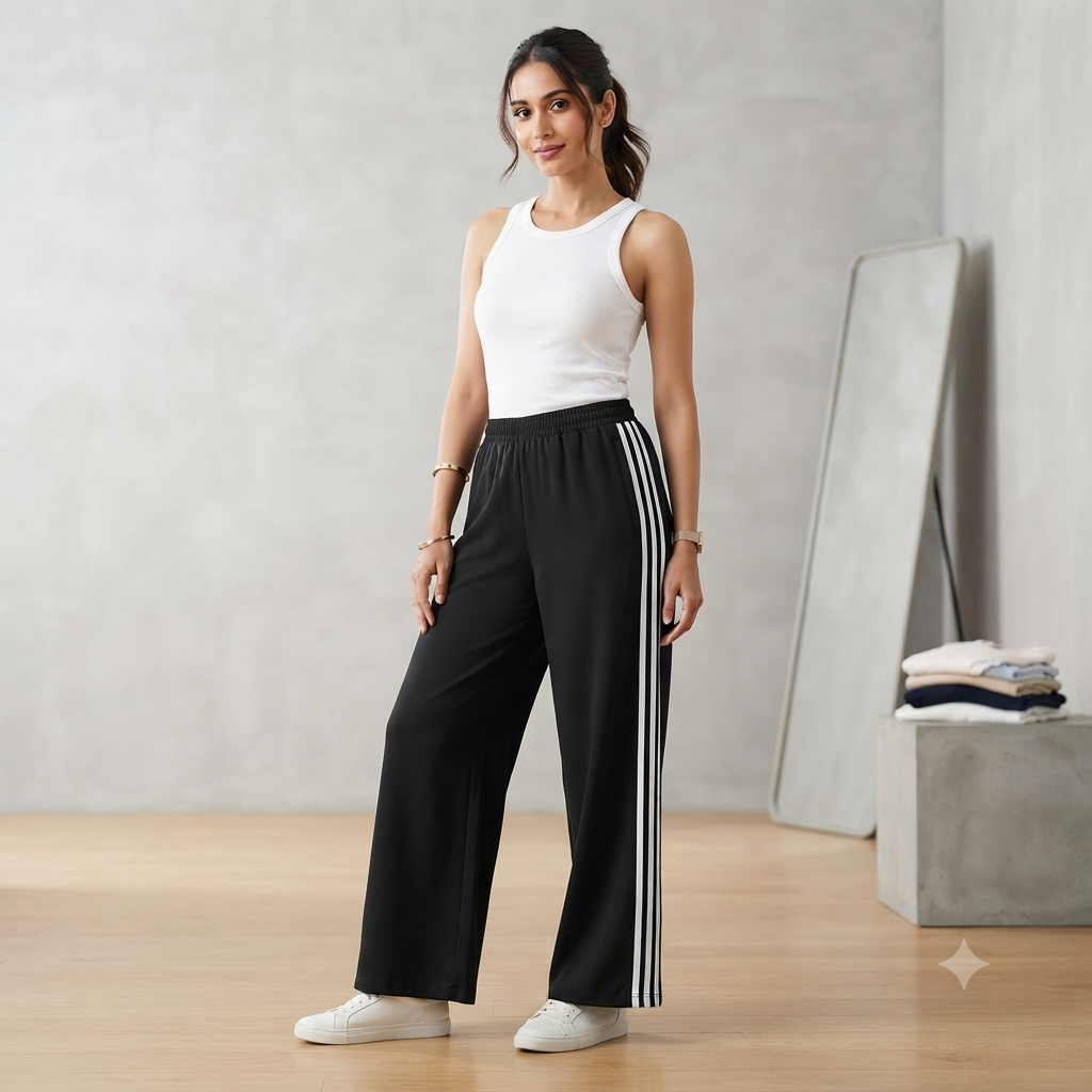 Ultra-Comfort Wide-Leg Lounge Pants with Classic Side Taping