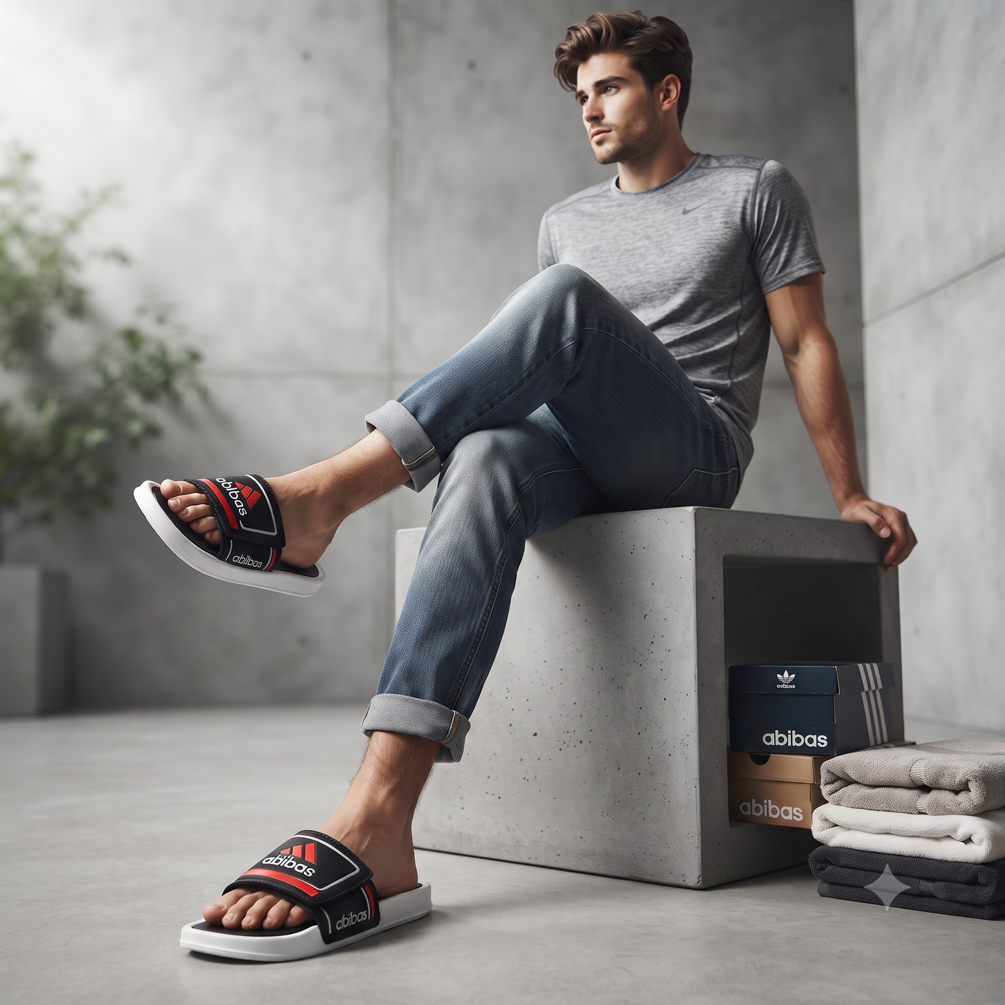 Men’s Premium Black & Red Casual Sliders | Sporty Comfort Slip-On Sandals