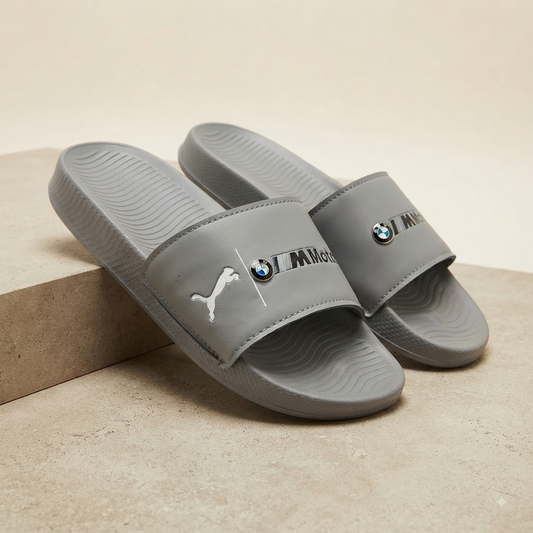 Premium Grey Cushioned Slide Slippers for Men And Women – Stylish Casual Comfort Sandals