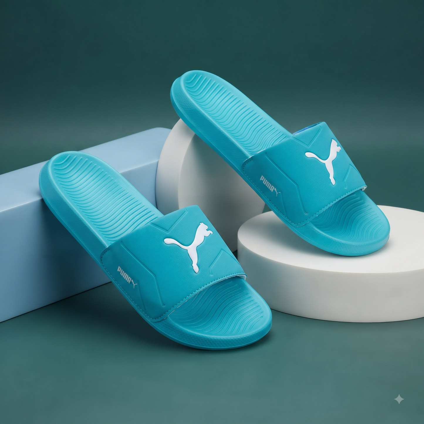 Premium Aqua Blue Comfort Slippers for Men | Cushioned Everyday Casual Slides