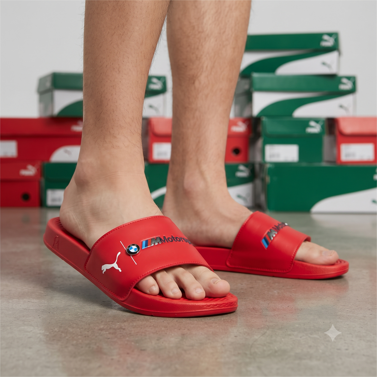 Premium Red Motorsport Slide Sandals for Men & Women | Stylish Casual Comfort Slippers