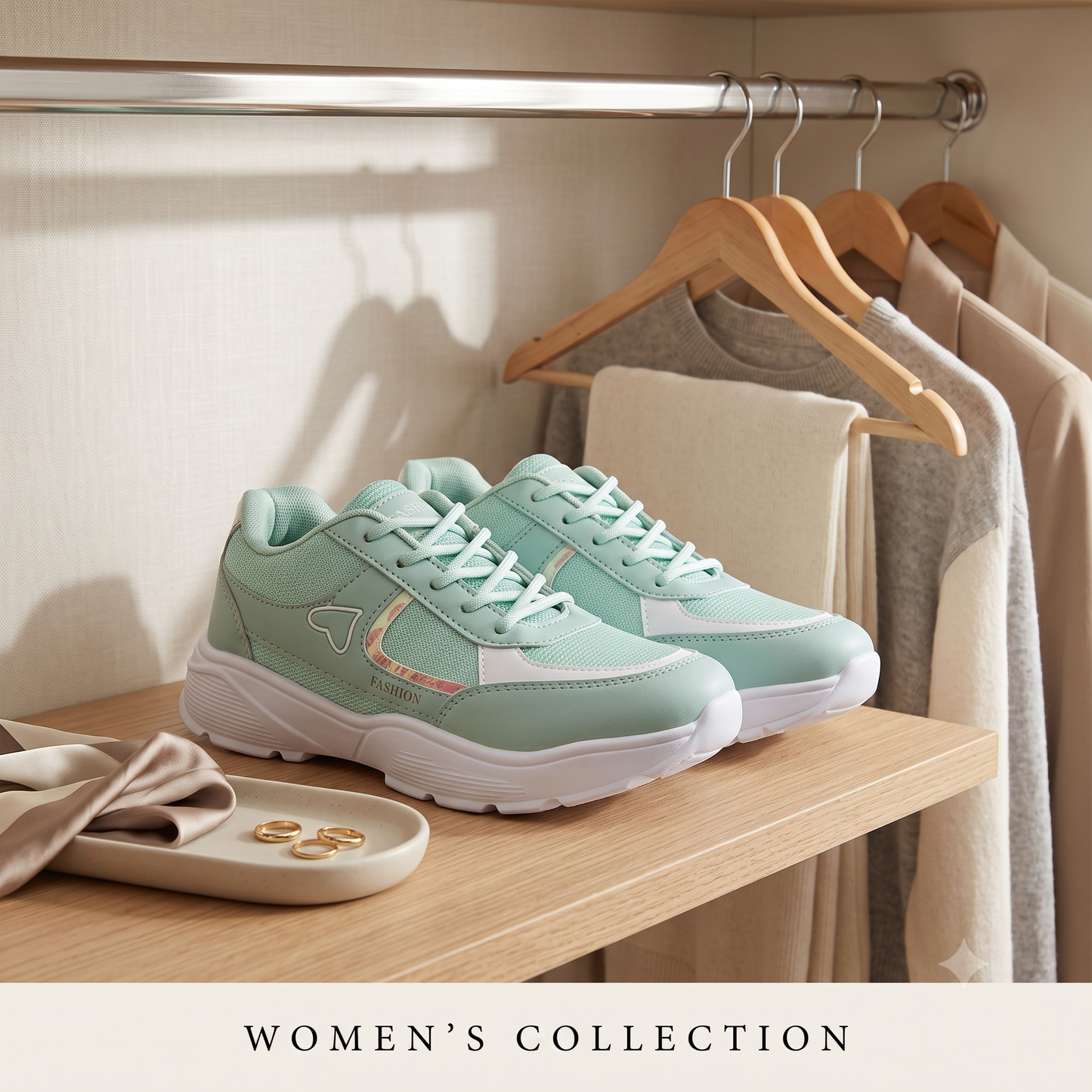 Women's Mint Green Ultra-Light Sports Sneakers | Memory Foam Comfort Running Shoes