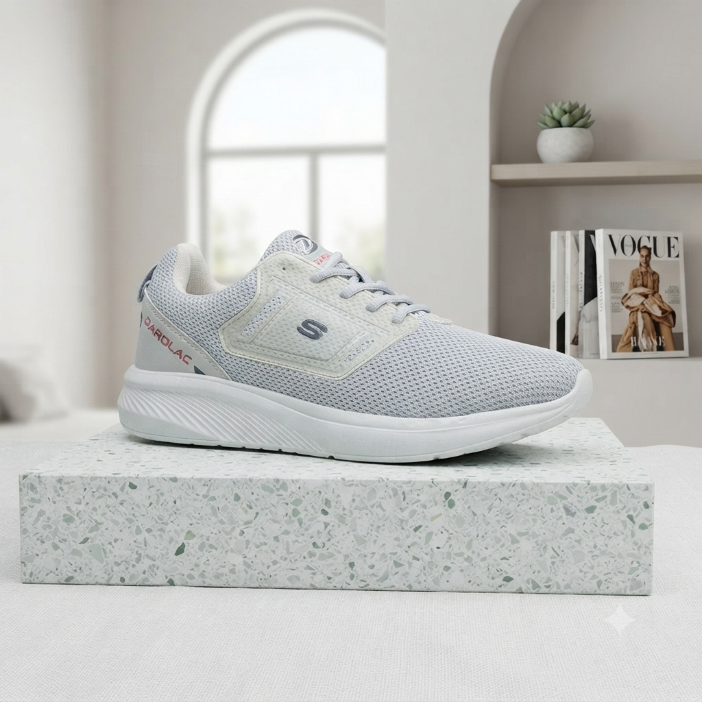 Premium Everyday Comfort: Darolac Memory Foam Sports Shoes - Light Grey