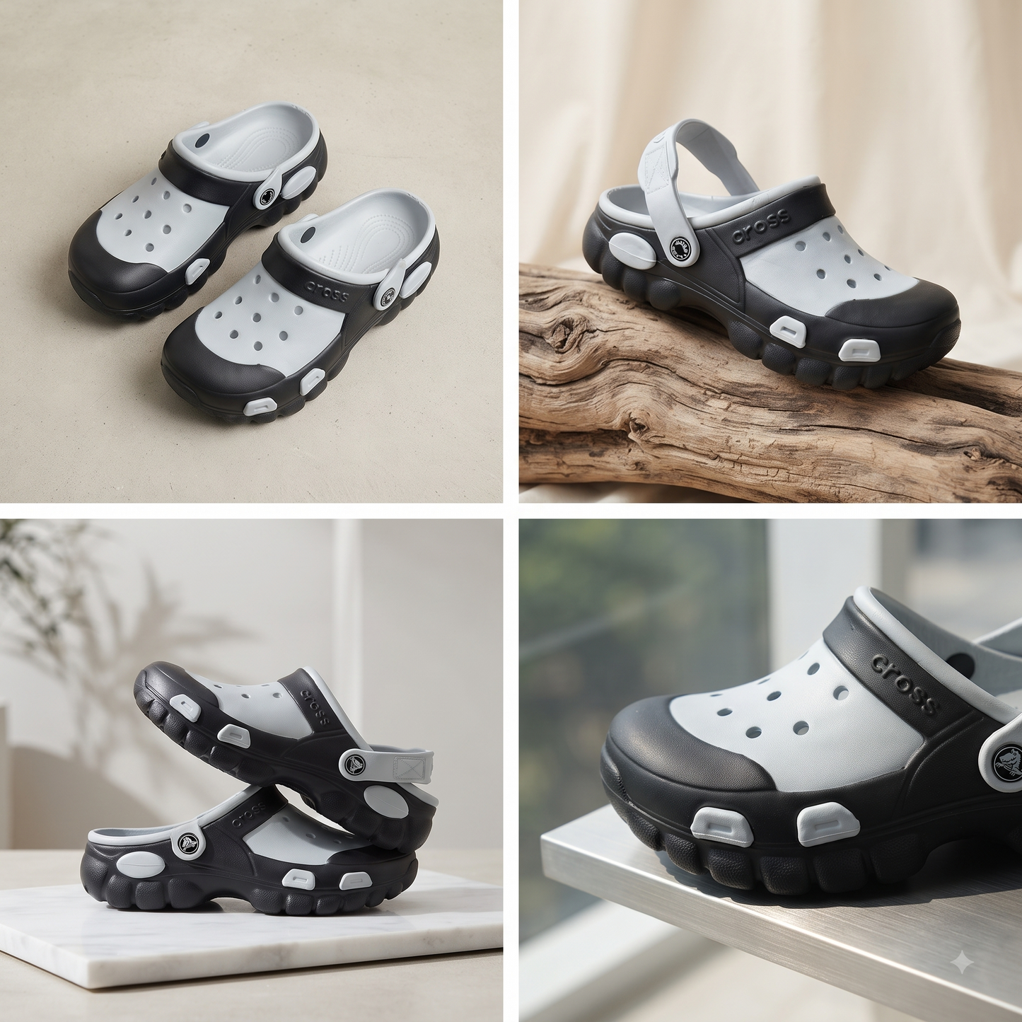 Yuvva Luxury Dual-Tone Sporty Clogs with Convertible Heel Strap