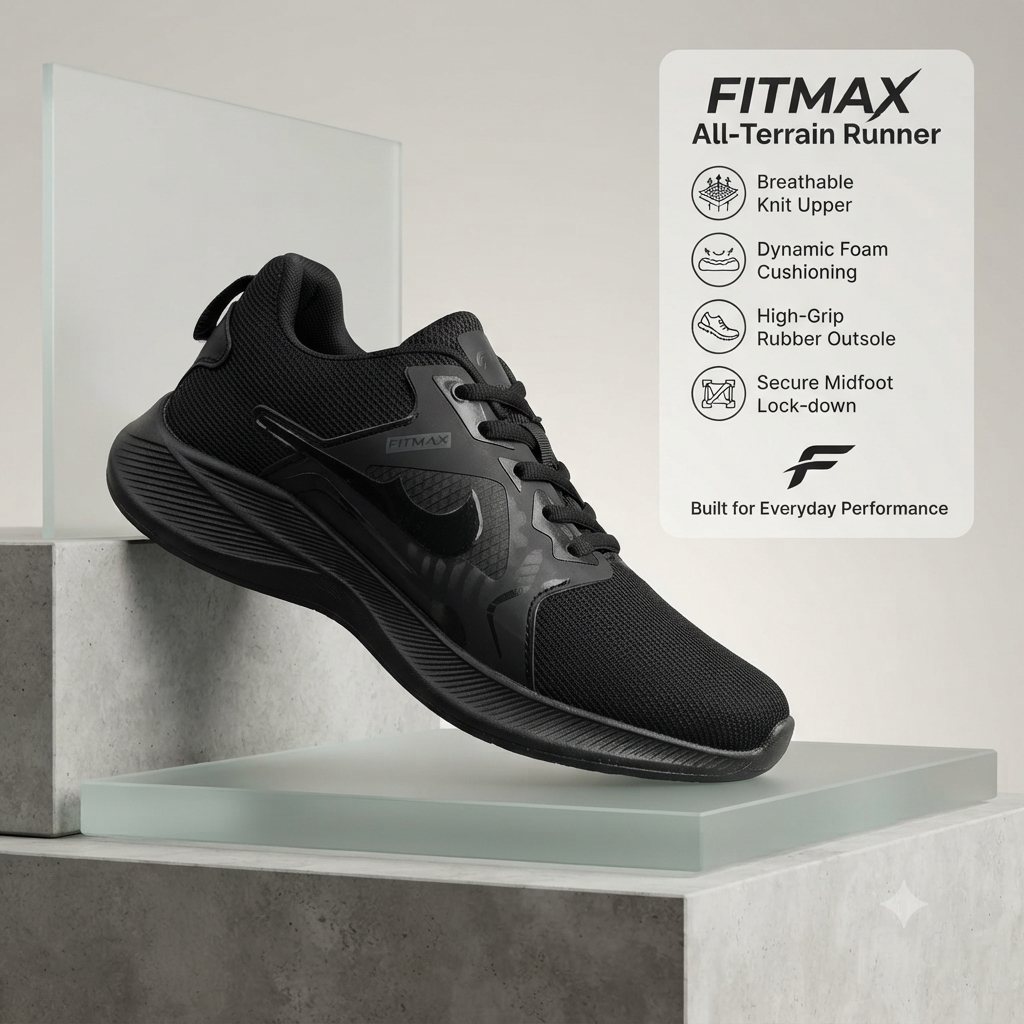 Ultra-Lightweight Sportswear Running Shoes – Sleek Black Design