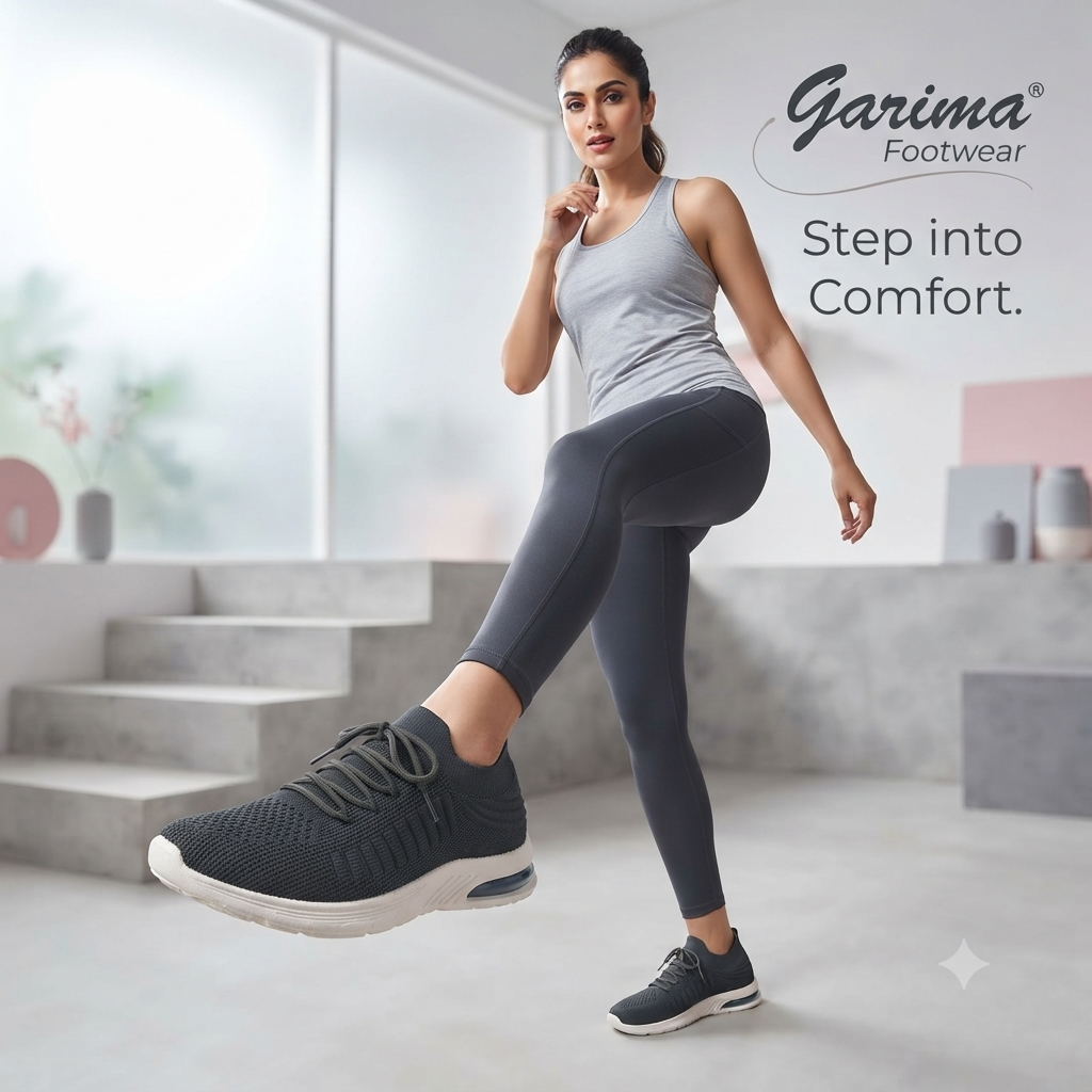 Garima Ladies Footwear - Madam-3 Lightweight Walking Shoes in Dark Grey