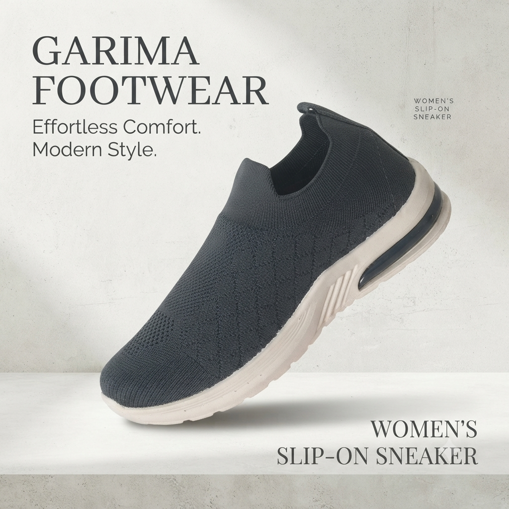 Garima A5 Women's Dark Grey Slip-On Knit Casual Sneakers
