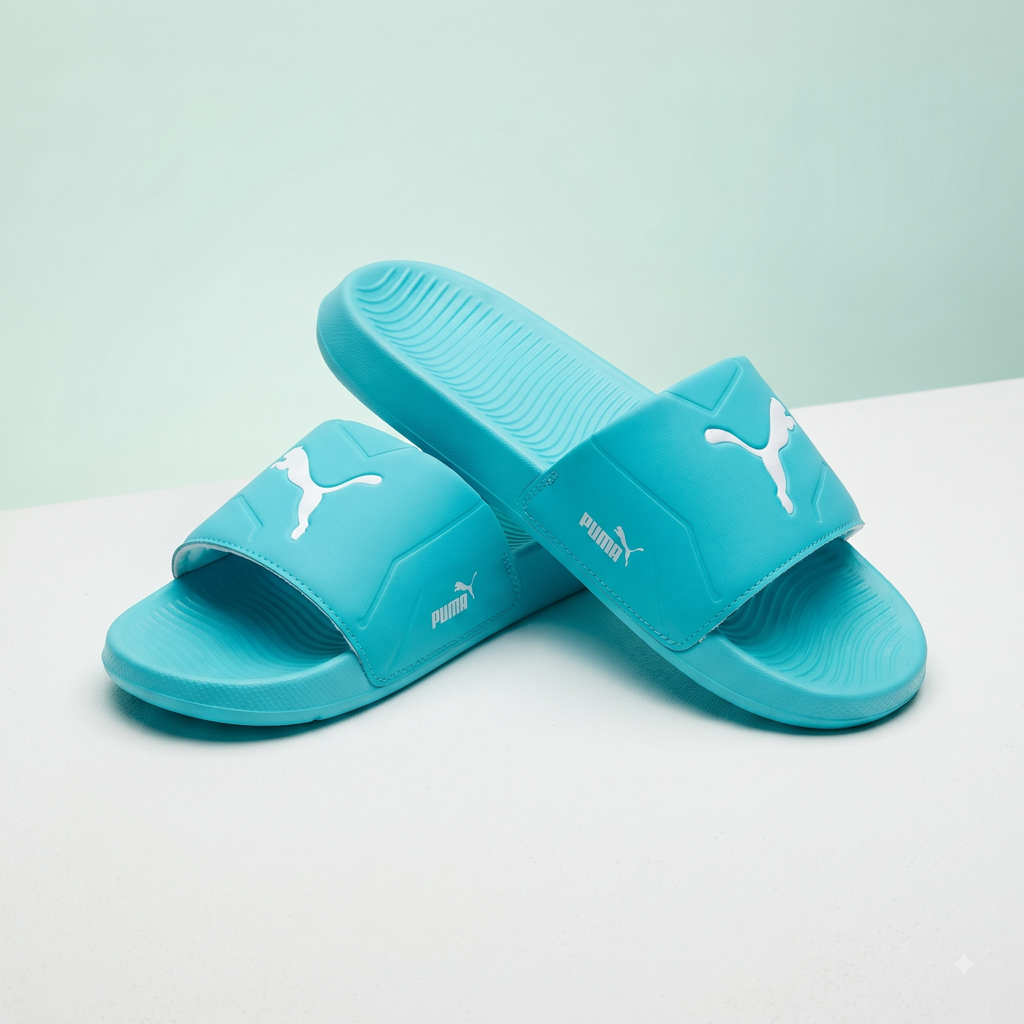 Premium Aqua Blue Comfort Slippers for Men | Cushioned Everyday Casual Slides