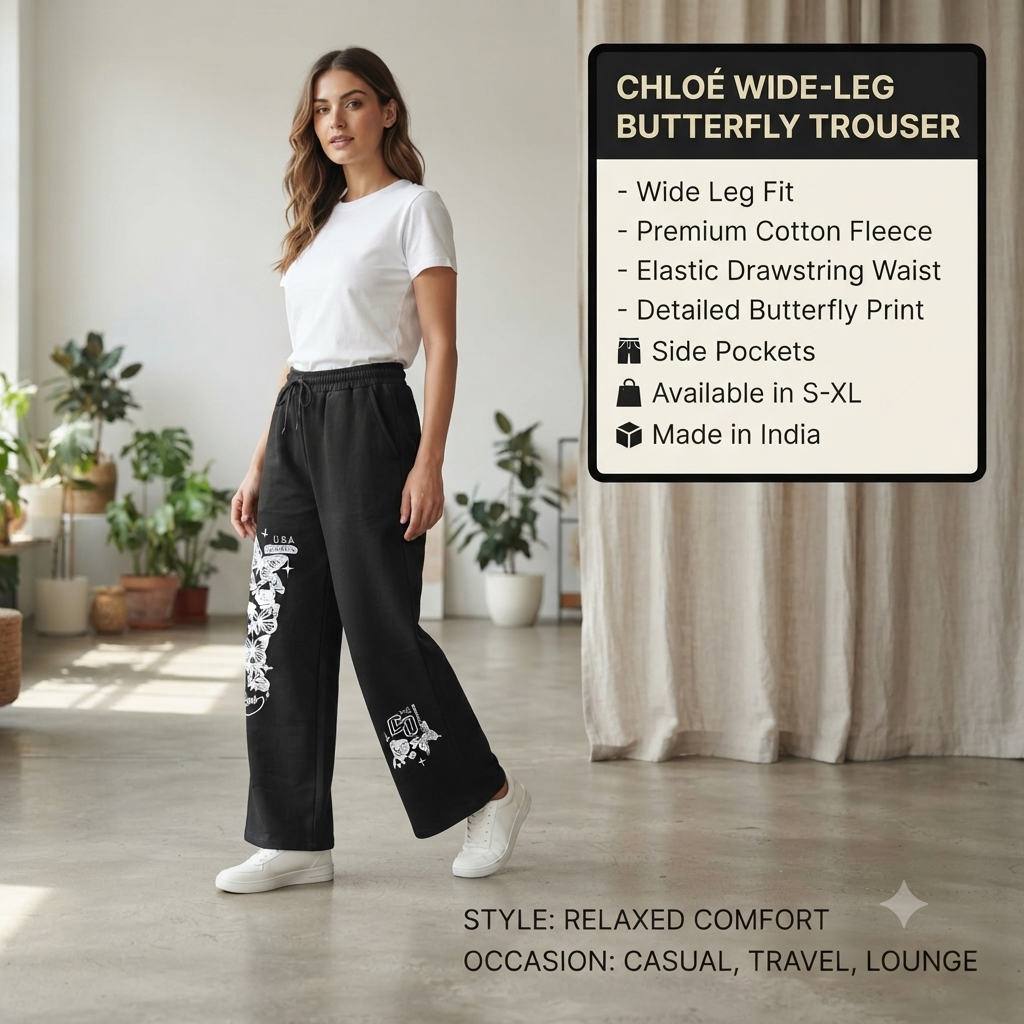 Women’s Black Loose Fit Graphic Printed Sweatpants | Stylish Elastic Waist Trousers