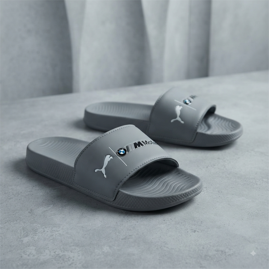 Premium Grey Cushioned Slide Slippers for Men And Women – Stylish Casual Comfort Sandals