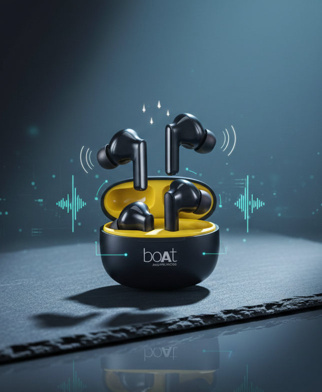 Airdopes 996 True Wireless Earbuds with Active Noise Cancellation & ENx™ Technology Premium TWS – Black & Yellow Edition