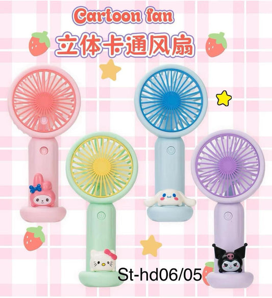 Mini Portable Hand Fan Cartoon Tags – Powerful Brushless Motor, 3-Speed Large Blades, Noise-Cancelling, 1500mAh USB Rechargeable Battery (Up to 6Hrs) – Ideal for Kitchen, Makeup, Travel