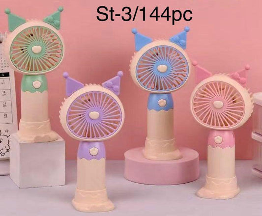 Mini Portable Hand Fan Cartoon Tags – Powerful Brushless Motor, 3-Speed Large Blades, Noise-Cancelling, 1500mAh USB Rechargeable Battery (Up to 6Hrs) – Ideal for Kitchen, Makeup, Travel