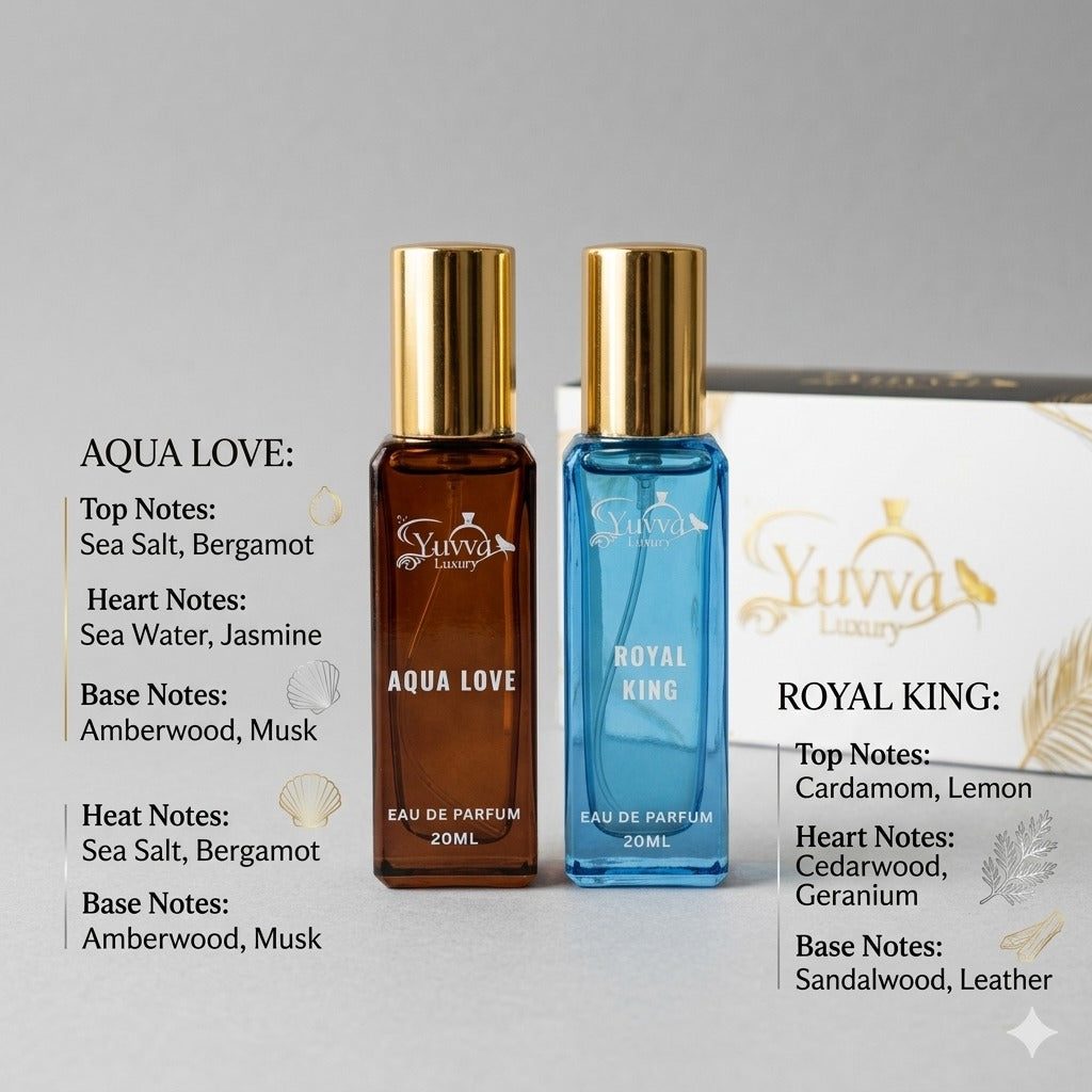Yuvva Luxury Long Lasting Unisex Perfume Gift Set Of 2 ( AQUA LOVE, ROYAL KING )
