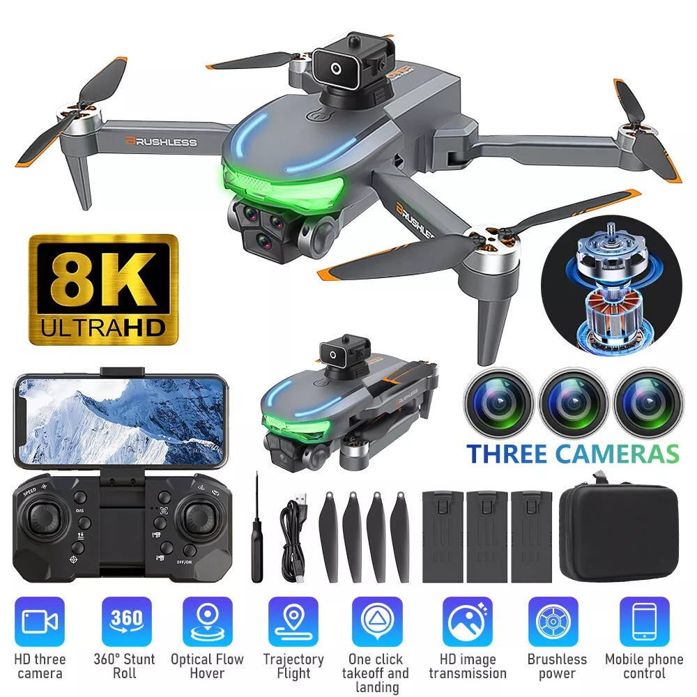 A17 A.I. Drone with A.i. Obstacle Avoidance, 1080P Triple Gimbal Camera,