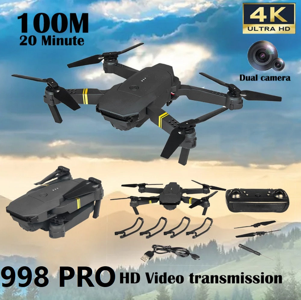 998 PRO Foldable Toy Drone with HQ 4K WiFi HD Camera Remote Control for  Drone