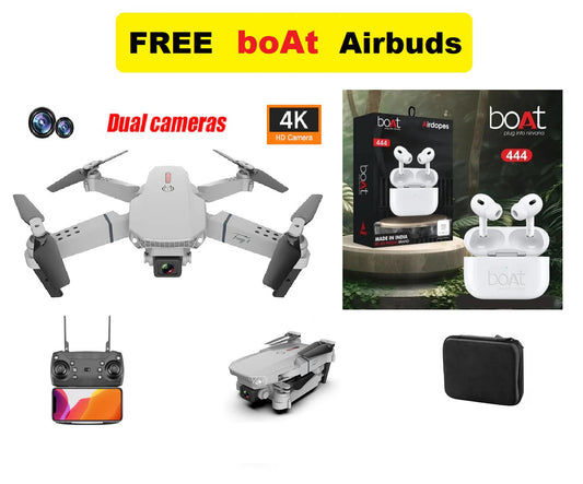 HD 4K Drone Camera Foldable E88 Pro Drone With Mini Camera Wifi Drone For Everyone HD Dual Camrra Drone (FREE Boat Airbuds)