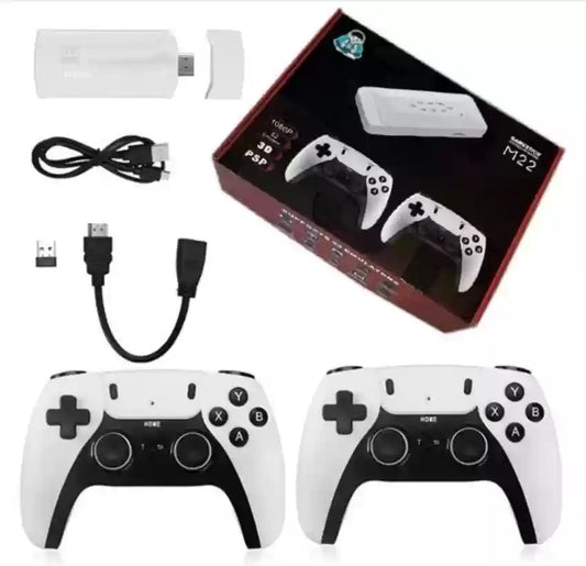 M22 Game Stick Retro Video Game Console with 2 Wireless Controller 64 GB with Yes (White,Black)