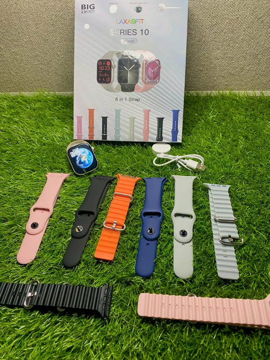 (FREE BOAT AIRPODS) SERIES 10 SMART WATCH WITH 7 STRAPS