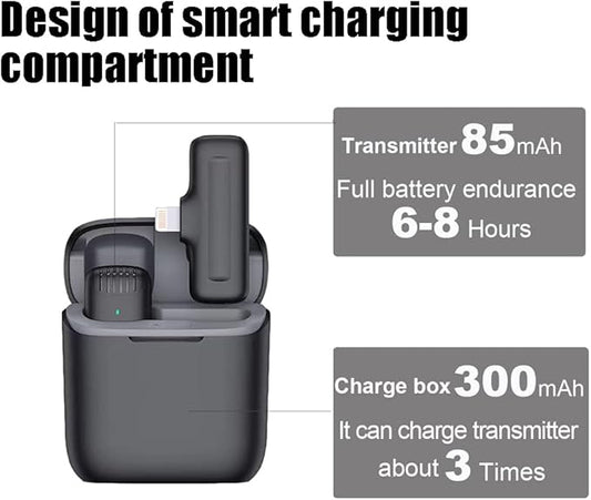 Wireless Lavalier Microphone Compatible with iPhone iPad, Phone Lapel Mic for YouTube Video Recording